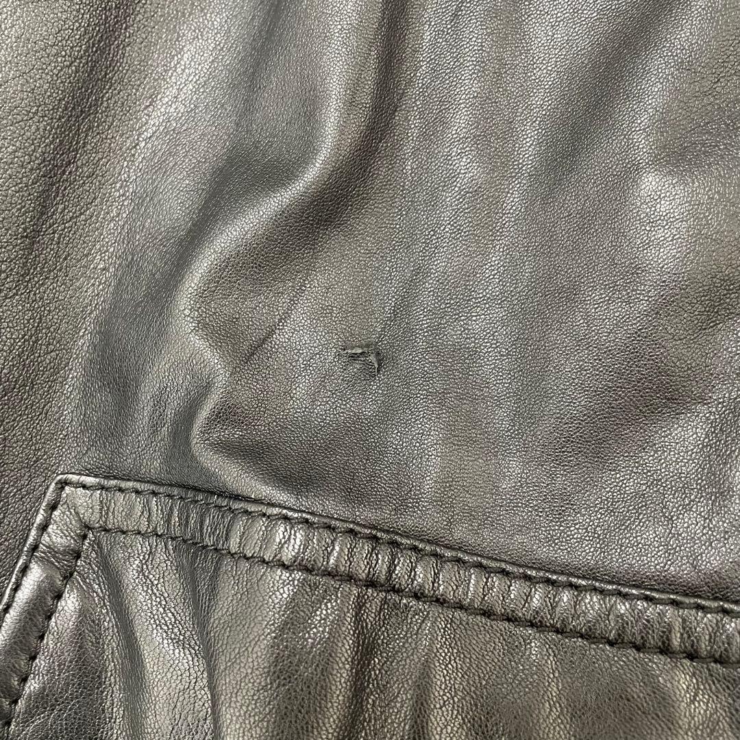 エンポリオアルマーニ 羊革 レザージャケット ブルゾン フード ブラック 50