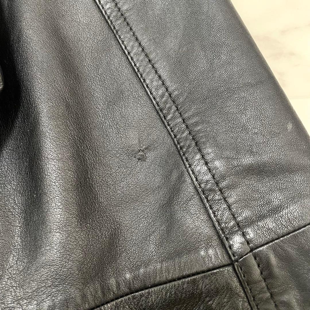 エンポリオアルマーニ 羊革 レザージャケット ブルゾン フード ブラック 50