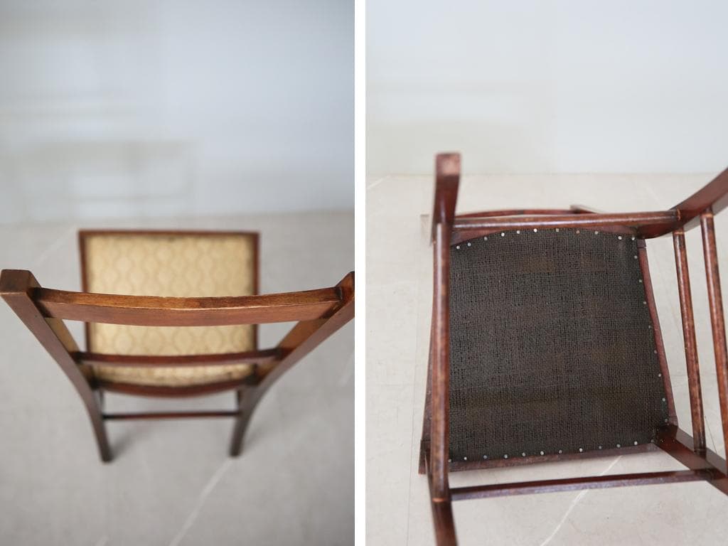 英国アンティーク木製ベッドルームチェア/椅子ダイニングイス飾り棚89-133-2