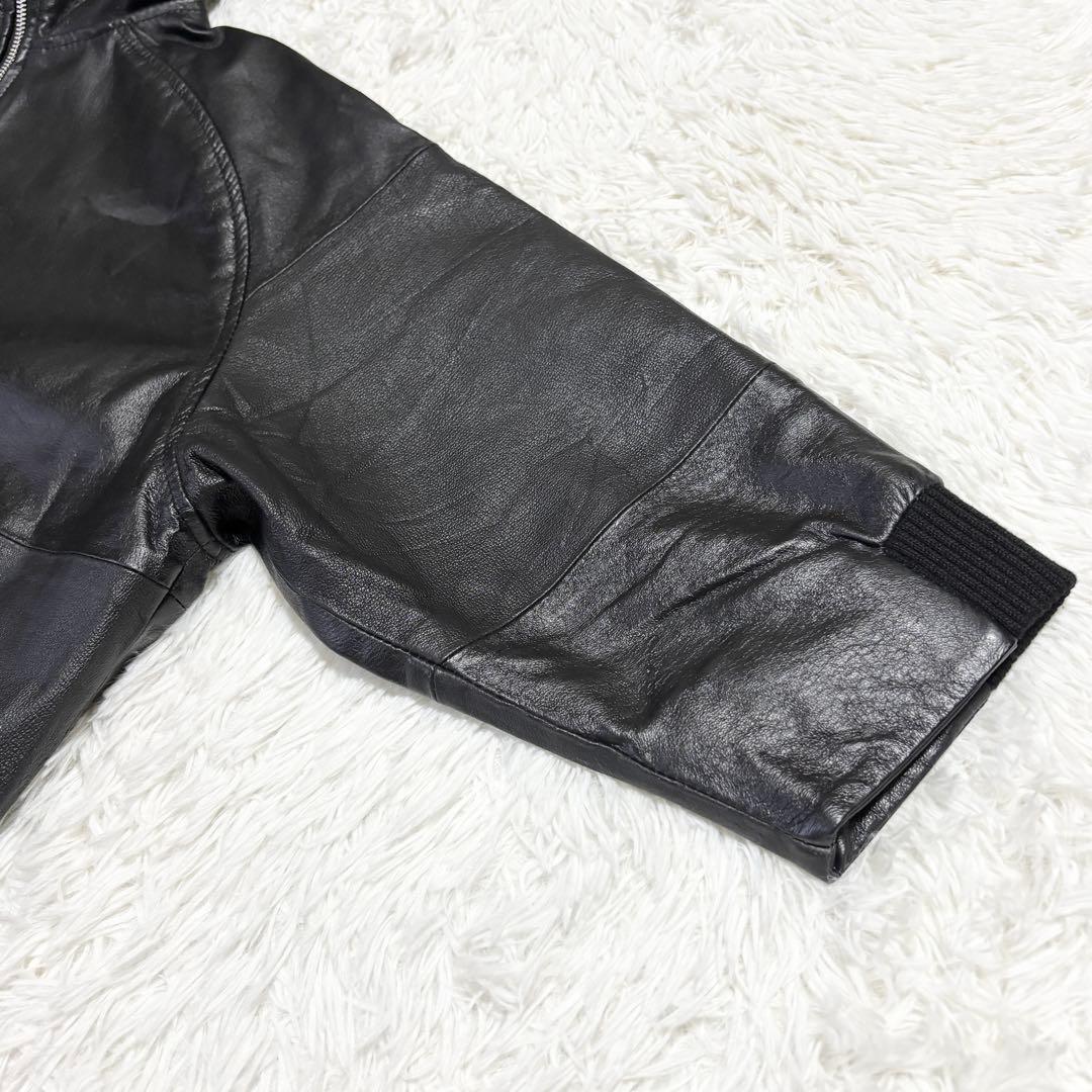 ESTROISLOSE サスティナブルレザー 七分袖 レザージャケット ブラック