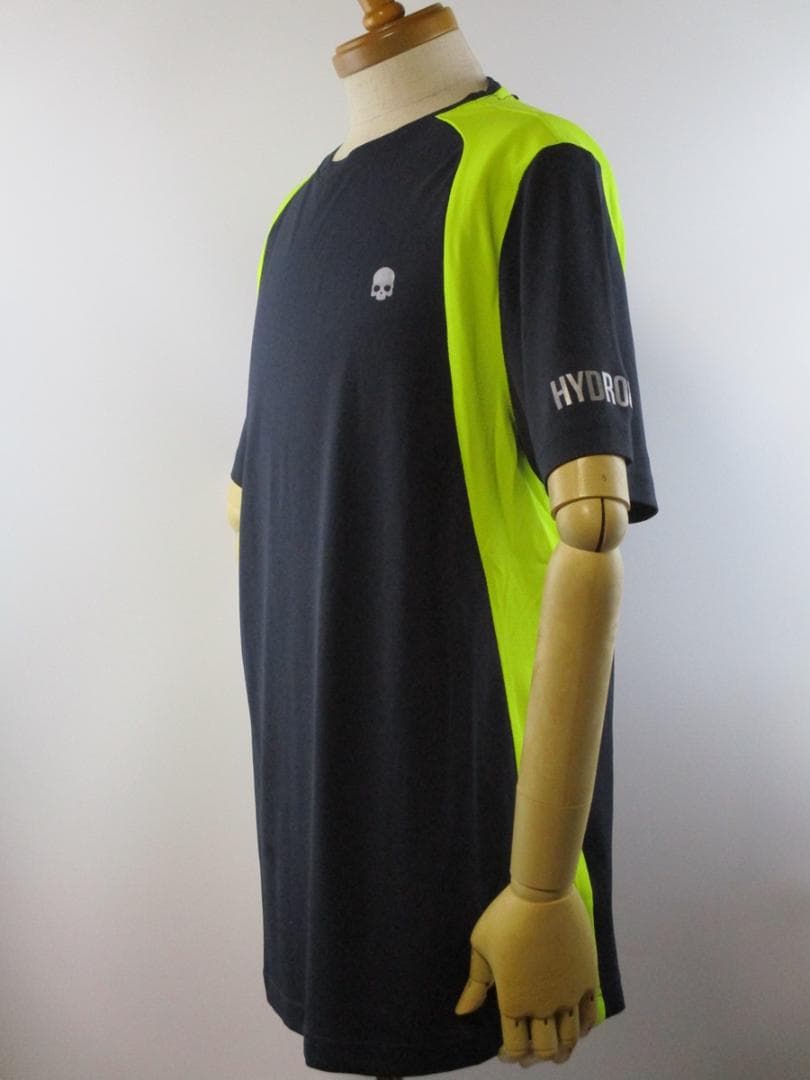 【ハイドロゲン・テニス】インレイ・テックＴシャツ★未使用★XLネイビー×イエロー