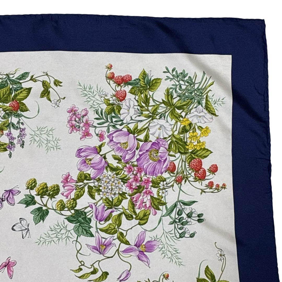 極美品✨GUCCI グッチ シルク イタリア 花柄 ロゴ 大判スカーフ ストール