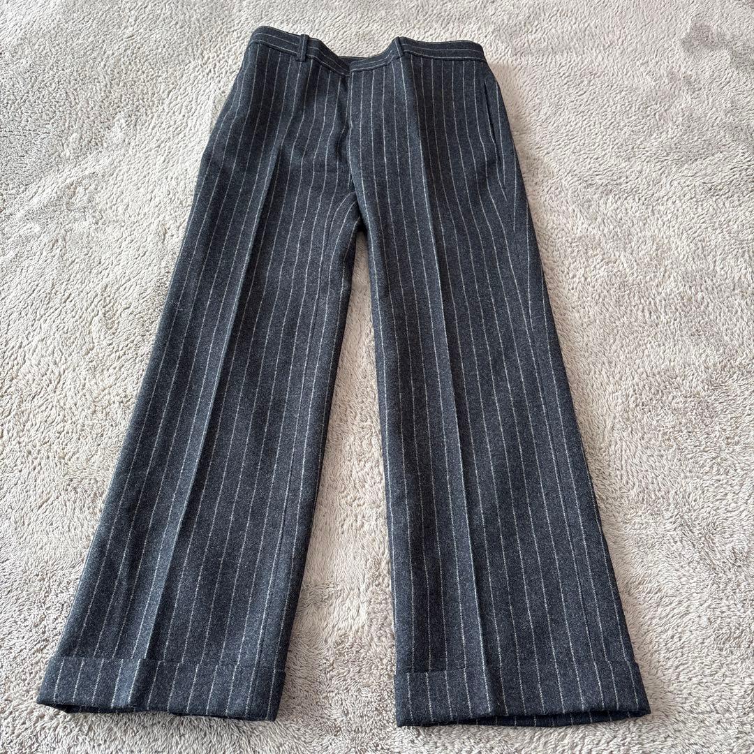ラルフローレン ウール×カシミヤ混 セットアップスーツ　黒×白 ストライプ