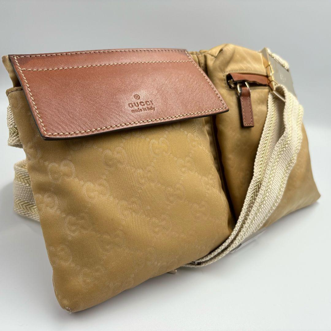 グッチ GGキャンバス シェリーライン ウエストバッグ ボディバッグ レザー