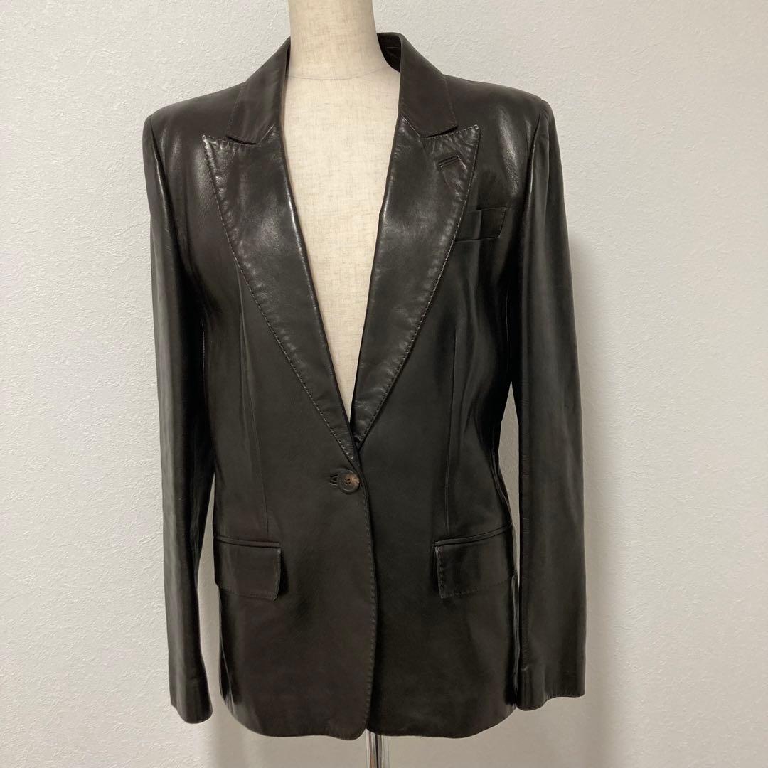 イヴサンローラン　ジャケット　レザー　レザージャケット　ダークブラウン