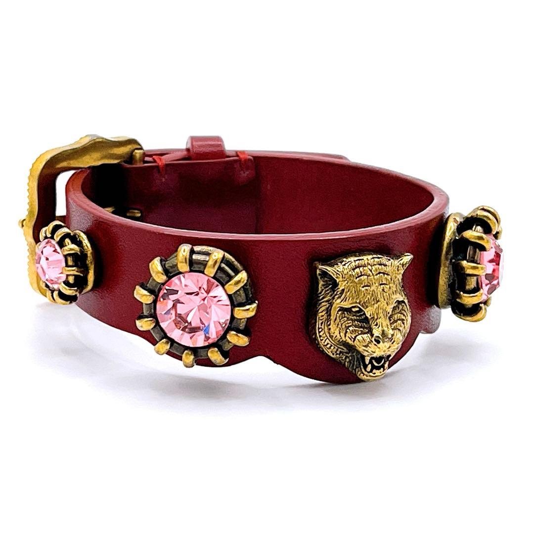 グッチ GUCCI レザー タイガーヘッド ビジュー ブレスレット　ブランド