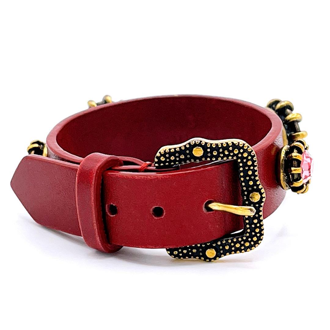 グッチ GUCCI レザー タイガーヘッド ビジュー ブレスレット　ブランド