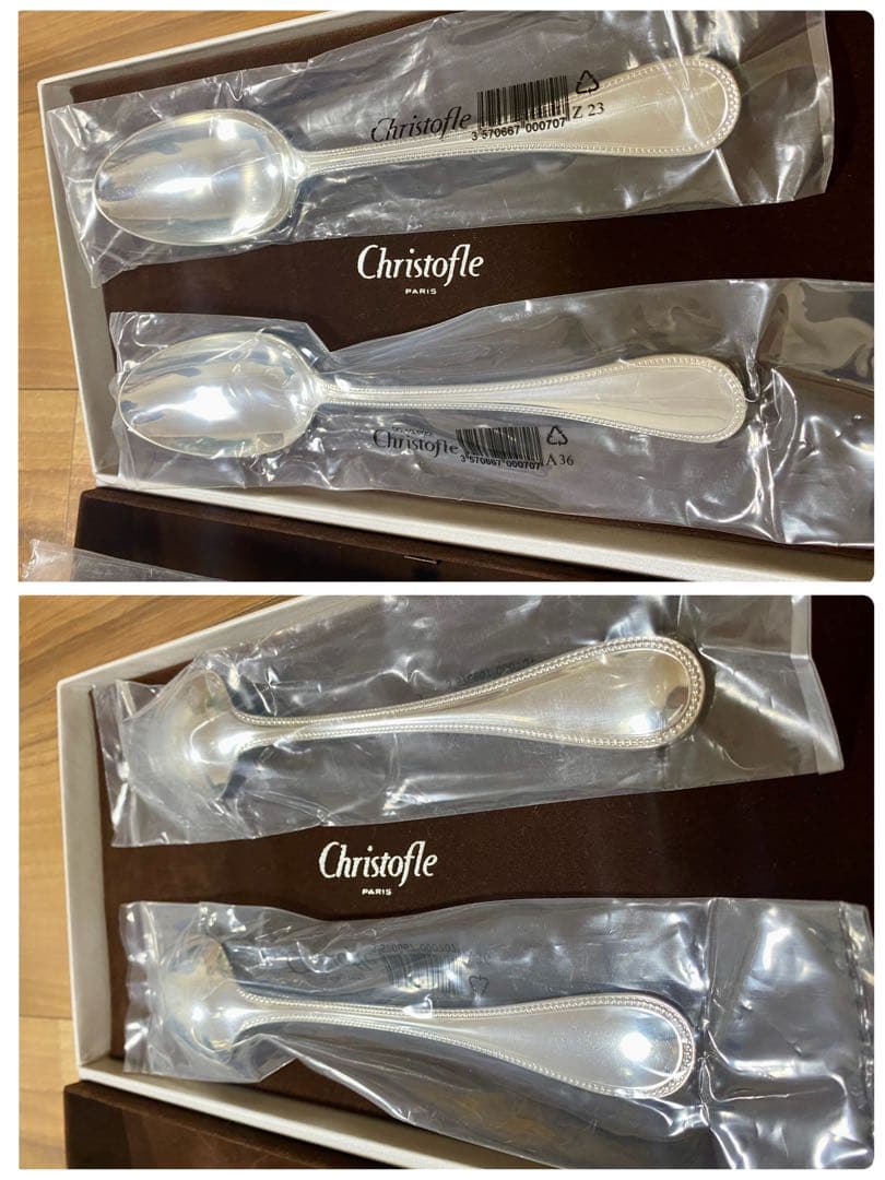 【新品・収納箱付き】クリストフル　パール　カトラリー6本セット
