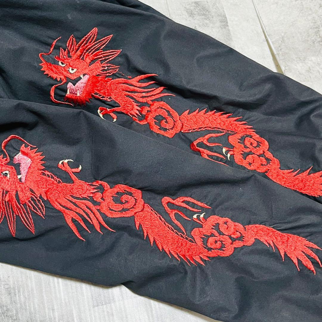 【希少⭐️XL】赤虎 テーラー東洋 スカジャン リバーシブル 龍 刺繍　ブラック