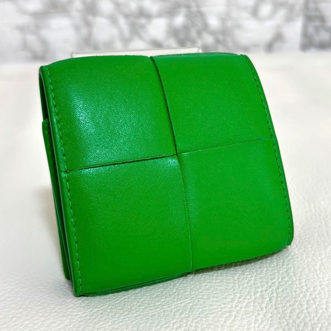 【現行】RFID ボッテガヴェネタ ケース カセット レザー 緑 小銭入