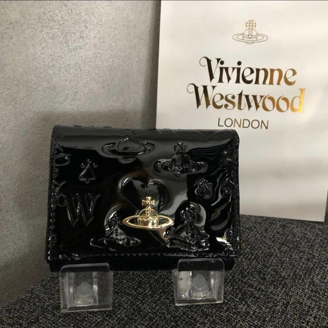 Vivienne Westwood 三つ折り財布　エナメル　黒