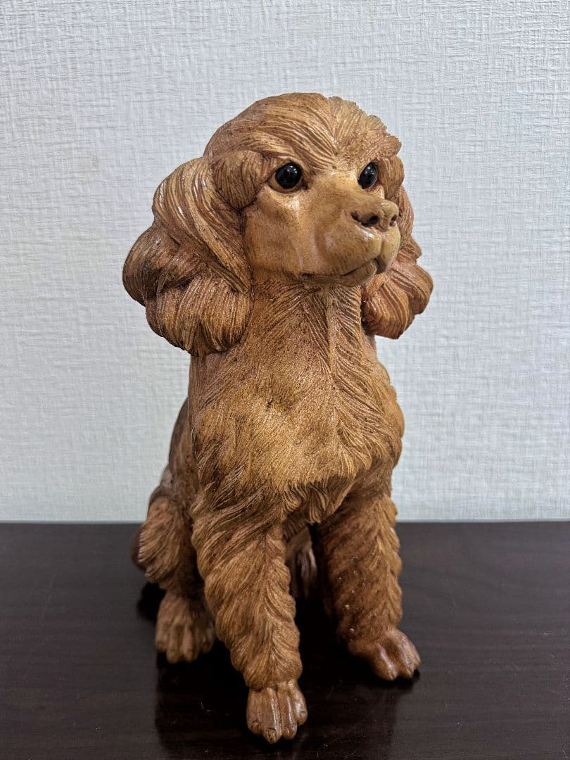 スワールウッド　天然無垢材　プードル　木彫り　手彫り　木製　犬の置物