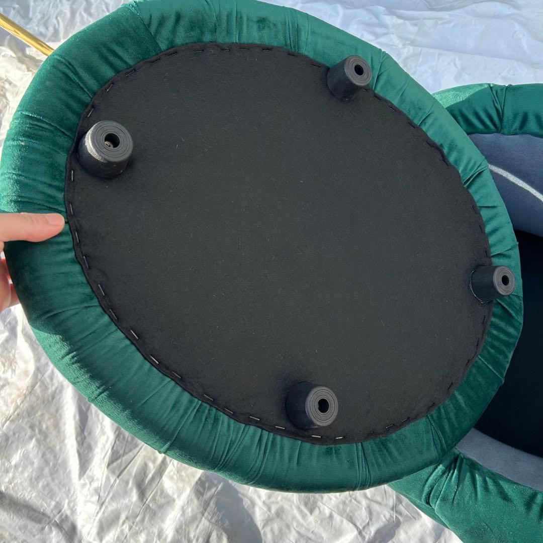 オットマンのみ　収納付き　ダークグリーン ベルベット スツールとチェア