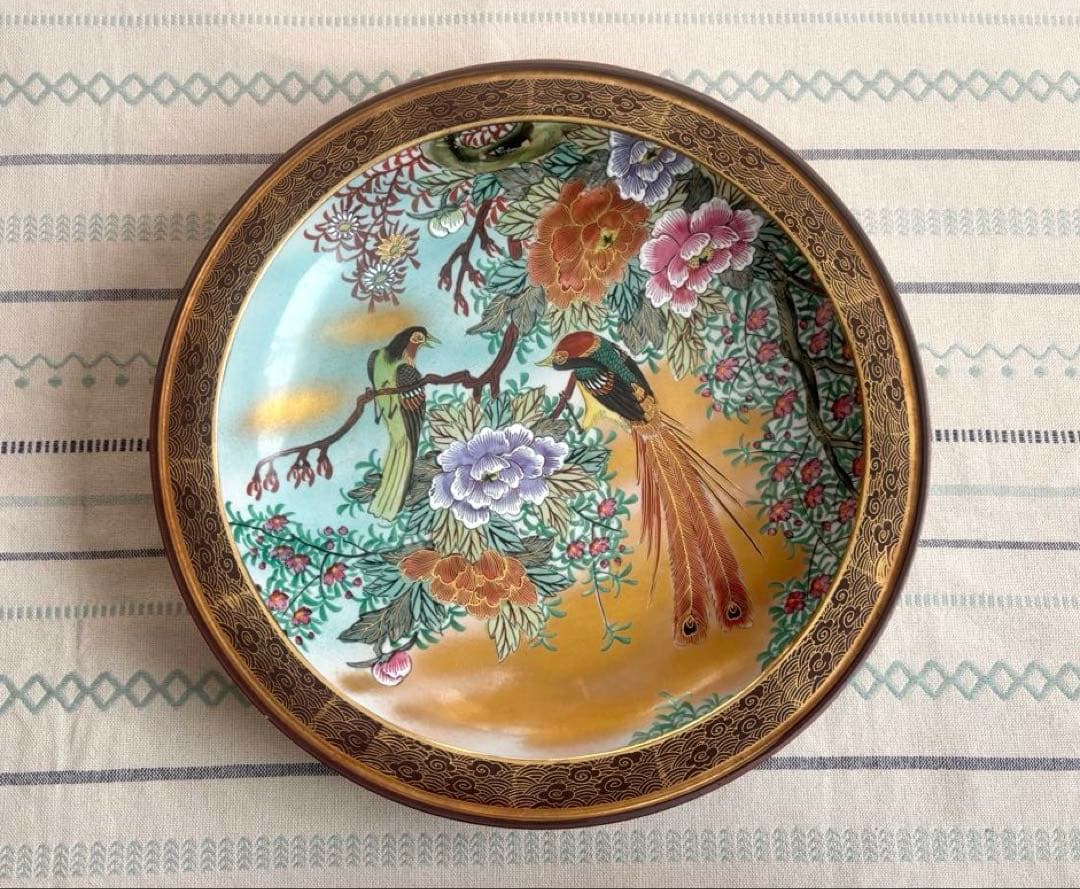 SALE✩.*˚九谷焼 光山窯 花鳥柄 大皿 絵皿