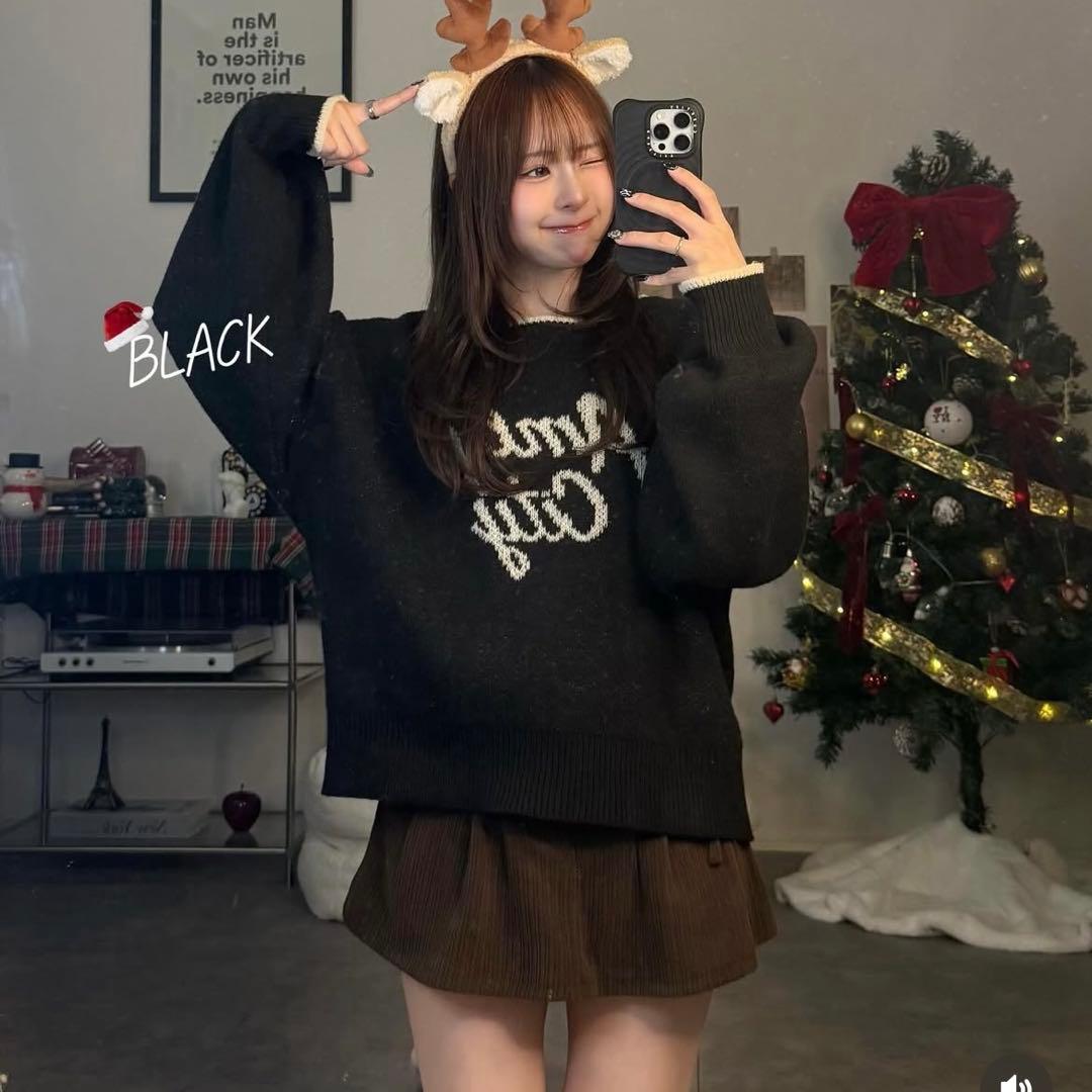 AmlyCity バイカラーロゴニット black