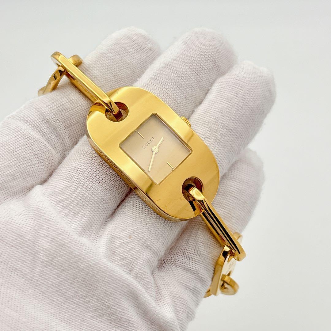 【美品・電池新品・付属品】GUCCI 6155L ゴールド ブレスレット 腕時計