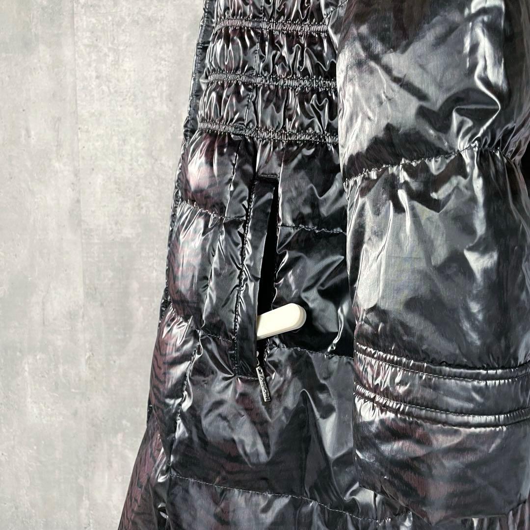 【美品】バルマン ダウンコート ミンクファー Aライン 黒 パープル トラ柄 M