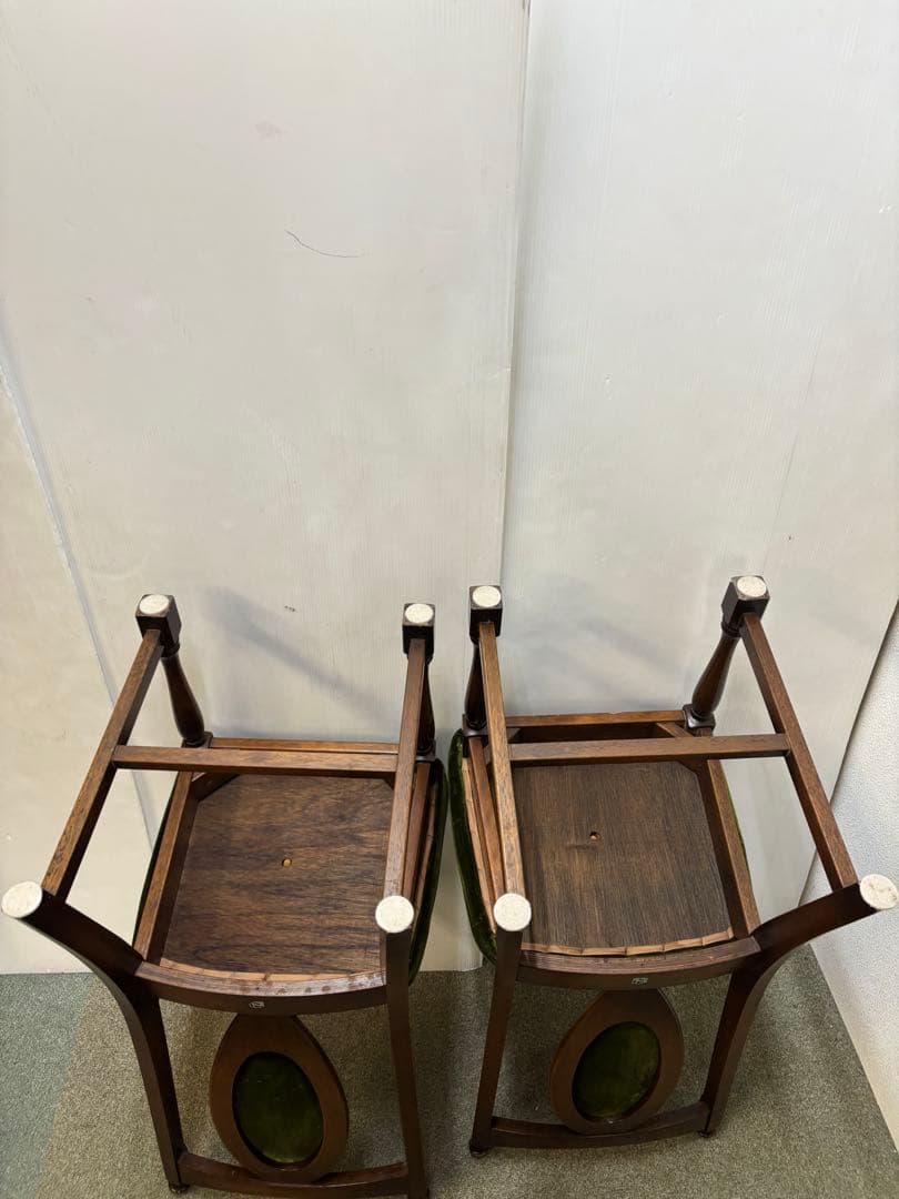 ① ヴィンテージチェア　ナガノインテリア　ベロアチェア　２脚セット