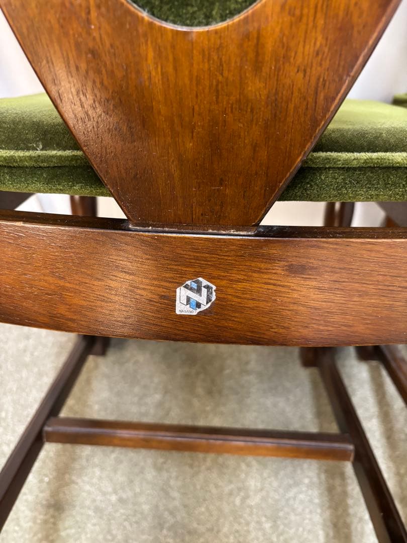 ① ヴィンテージチェア　ナガノインテリア　ベロアチェア　２脚セット