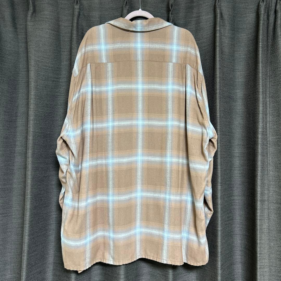 【即完売モデル】　ワコマリア　オンブレチェックシャツ　オープンカラー　長袖　XL