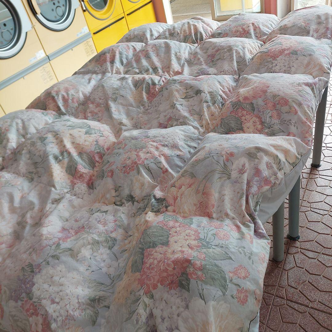 羽毛花柄掛け布団 ホワイトダウン1.5kg 中古品