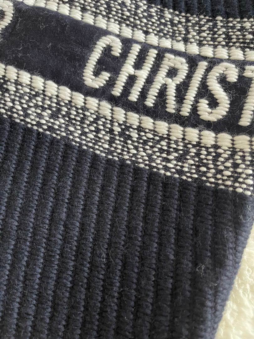 クリスチャン・ディオール ネイビー マフラー 大判 リバーシブル