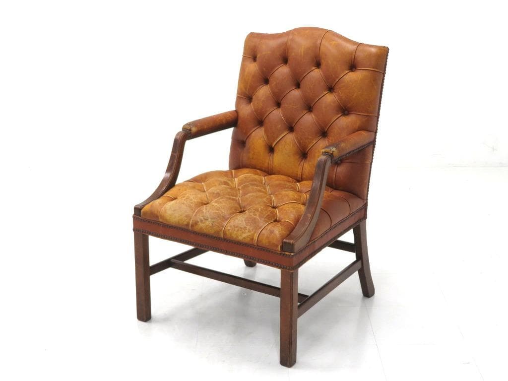 英国　イギリス　アンティーク　総本革　レザー　チェア　チェア　ソファ