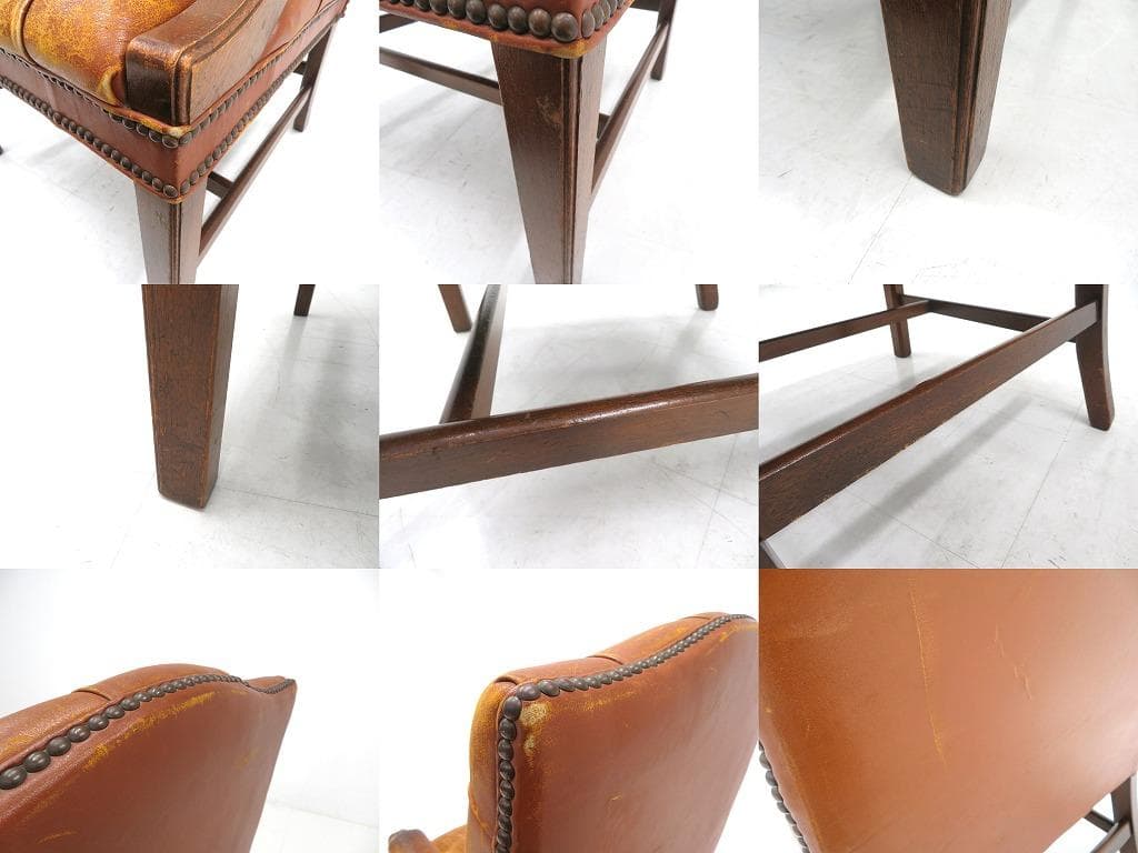 英国　イギリス　アンティーク　総本革　レザー　チェア　チェア　ソファ