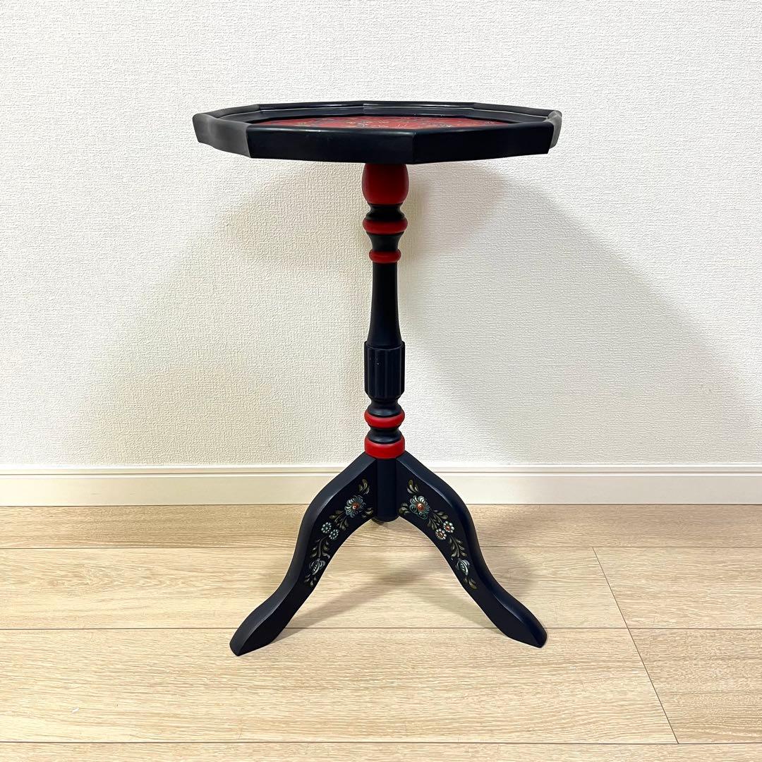 (つ47)トールペイント ワインテーブル 花台 サイドテーブル コーヒーテーブル