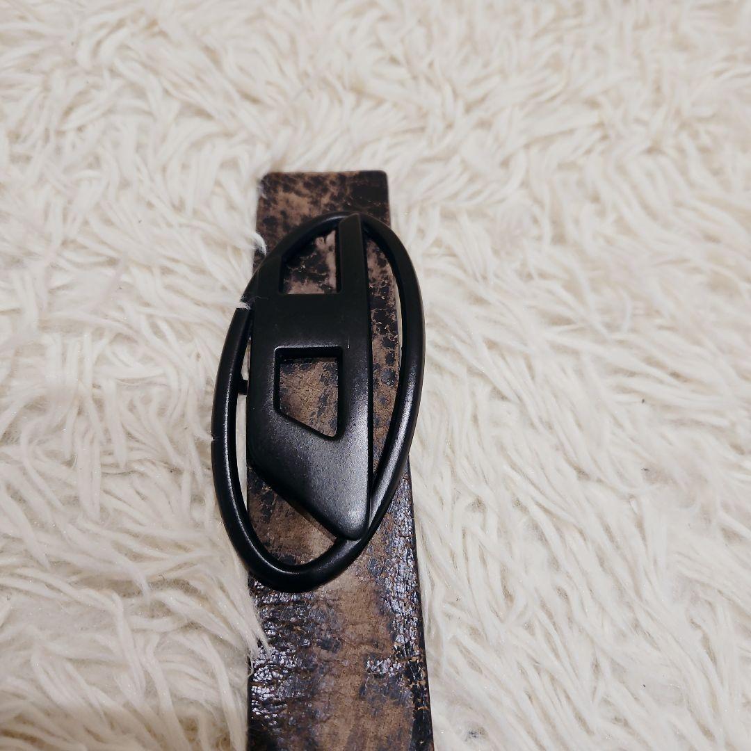 DIESEL ディーゼル ベルト Dロゴ レザーベルト マッドブラック 90
