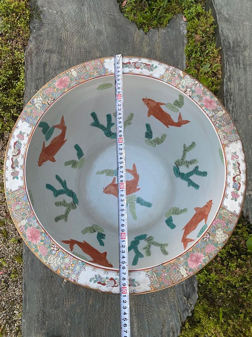 乾隆年製　水鉢　大型　睡蓮鉢　中国　金魚鉢　壺　骨董