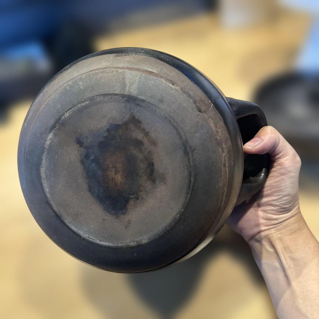 萬古焼　華月　三合だき　黒い陶器製土鍋 蓋付き