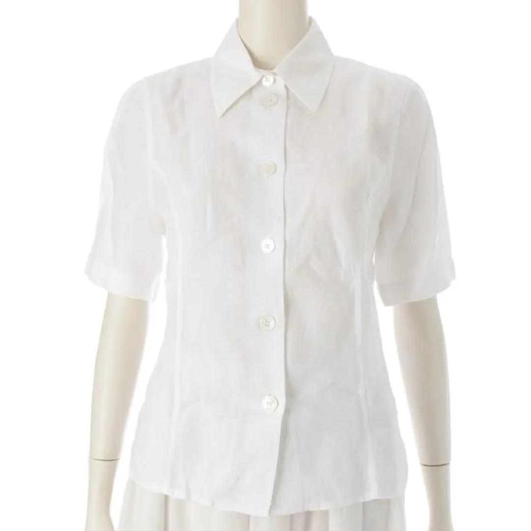 HERMES エルメス ヴィンテージ リネン 半袖シャツ ホワイト 36