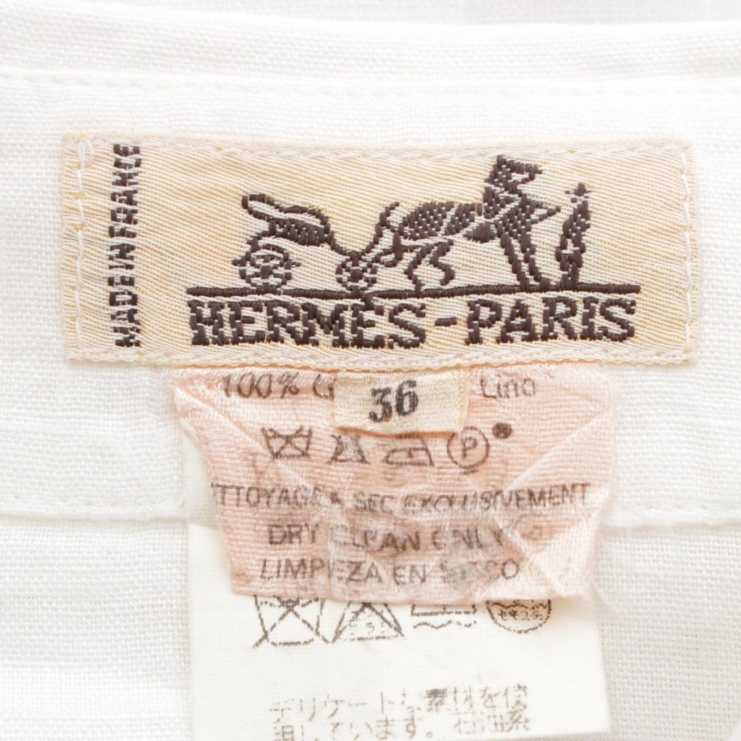 HERMES エルメス ヴィンテージ リネン 半袖シャツ ホワイト 36