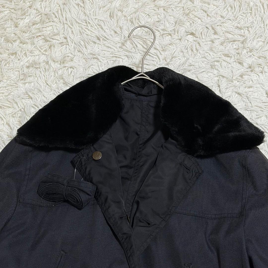 16069✨フェンディ リバーシブルコート 黒 ファー取外し可 ベルト付