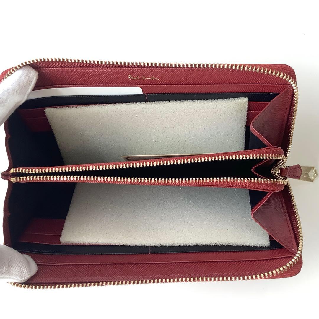 楽天家様★新品★ポールスミス★ポールドローイングラウンドジップ長財布★レッド赤