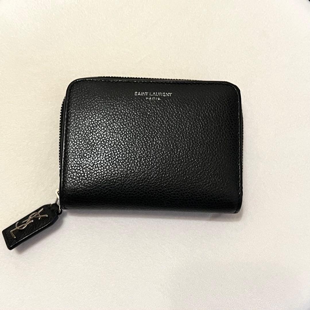 サンローラン リヴ・ゴーシュ 二つ折り財布 レザー コンパクトウォレット