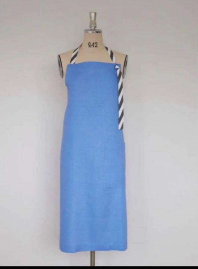 タキマキエプロン　ブルー　リネンエプロン