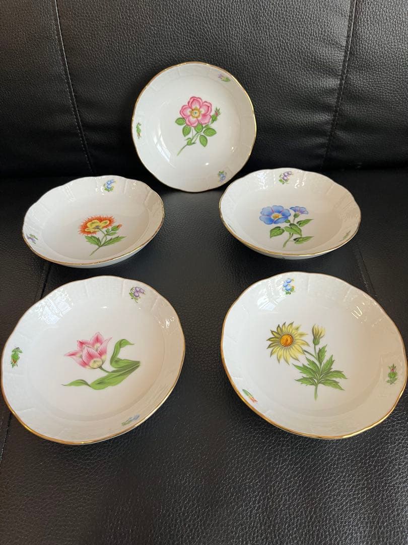 ヘレンド 絵柄変わり 花 小皿5枚 13cm