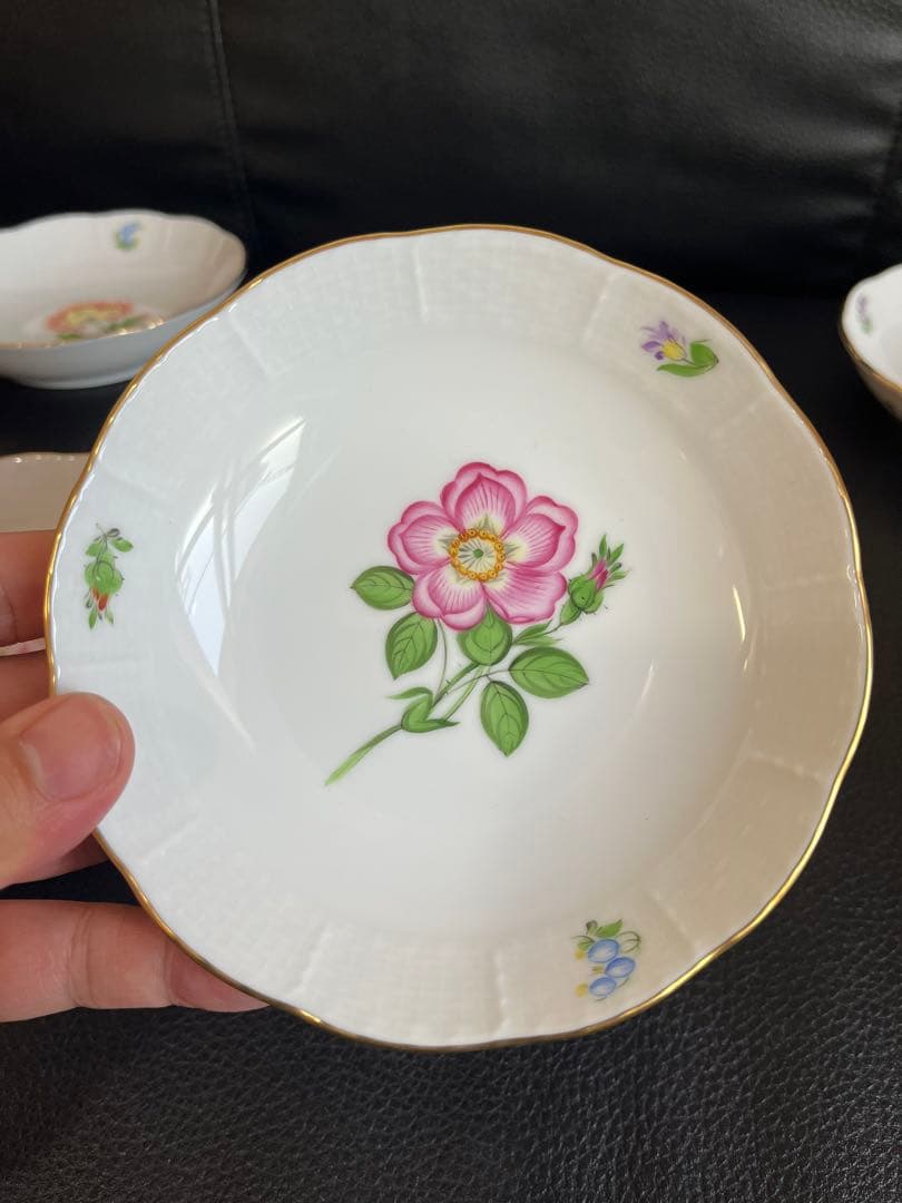 ヘレンド 絵柄変わり 花 小皿5枚 13cm