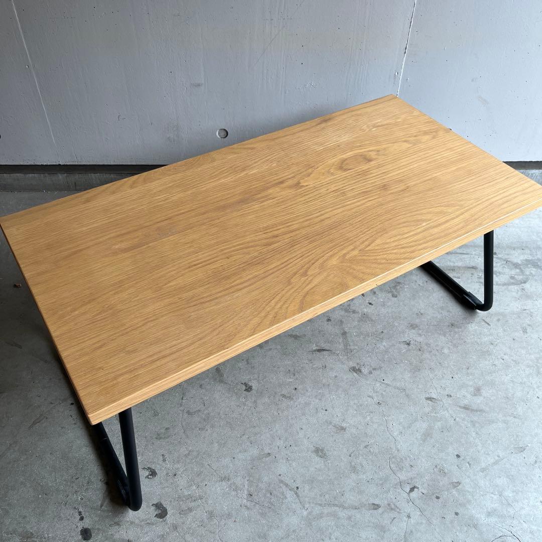 廃盤・希少★無印 折りたたみローテーブル・オーク材・幅９０ｃｍ