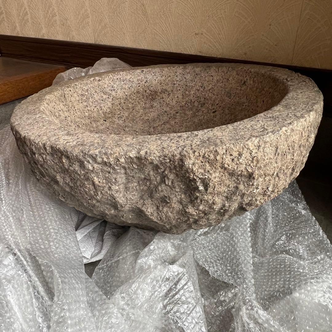 石臼　臼　餅臼　二升用　餅つき 御影石　花崗岩　鉢形　本格派　本格的