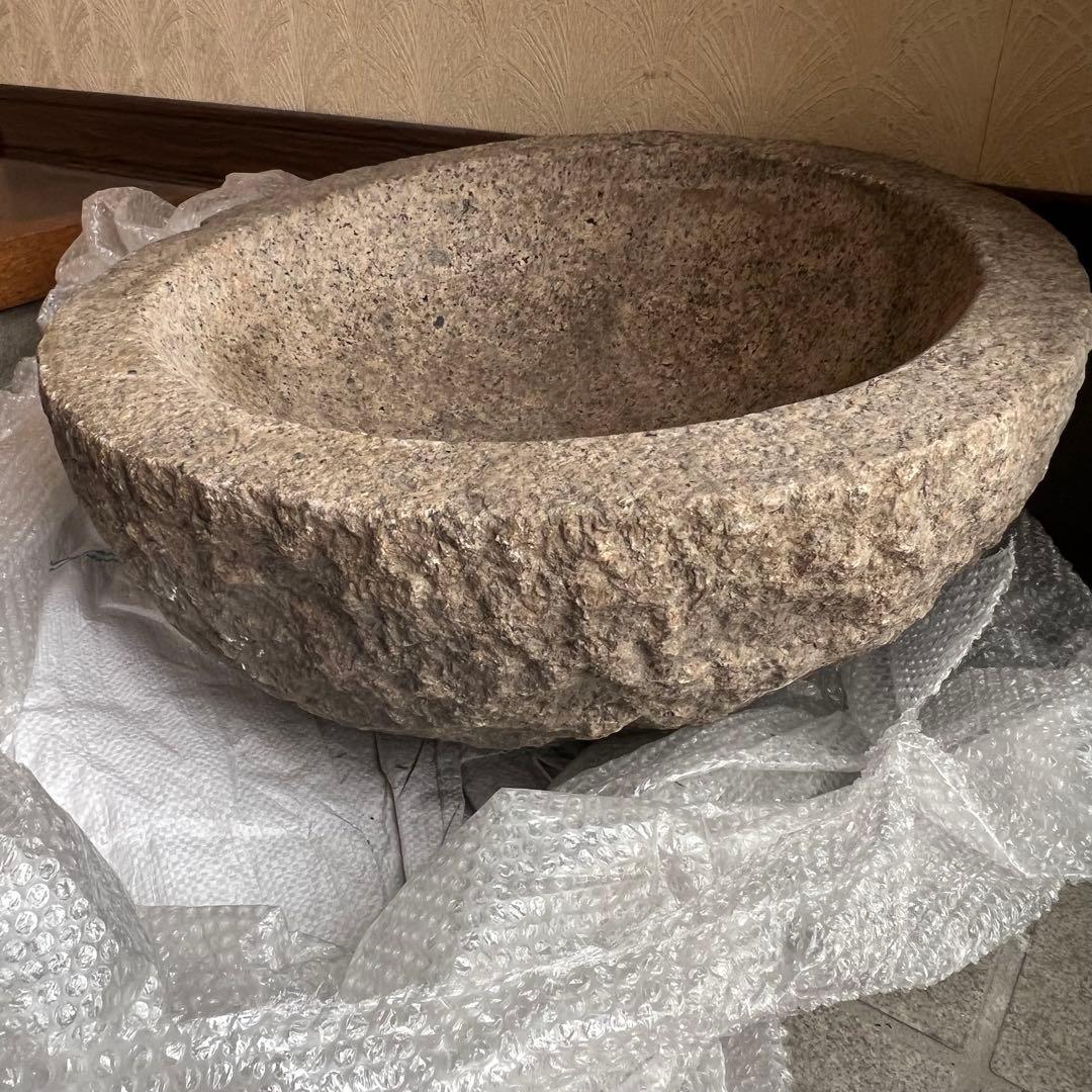 石臼　臼　餅臼　二升用　餅つき 御影石　花崗岩　鉢形　本格派　本格的