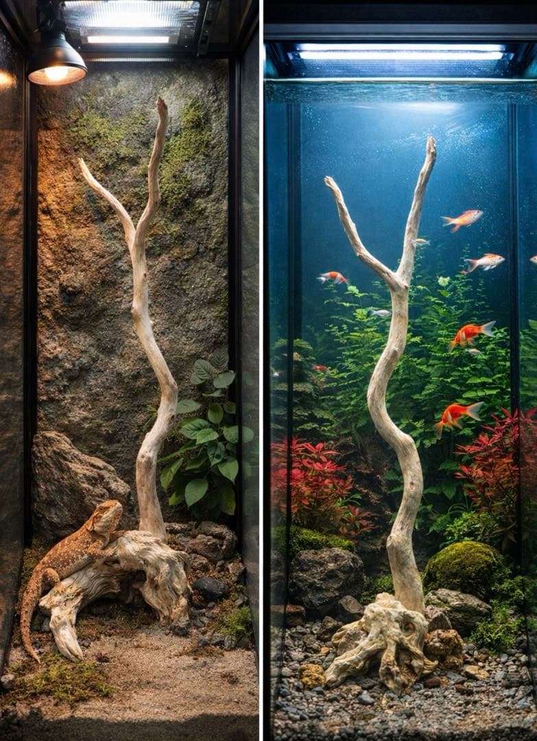 一点物 流木オブジェ|爬虫類・魚｜高さ約75cm Y字型｜大型インテリア