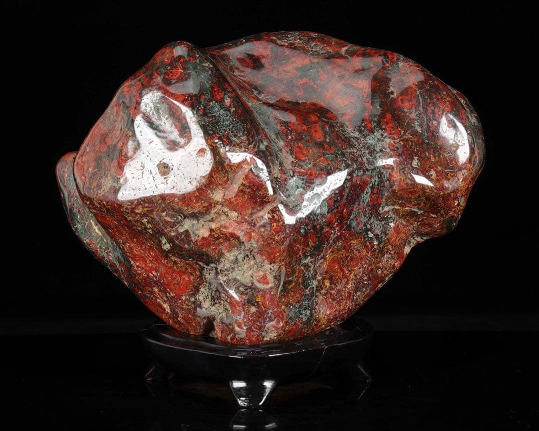 五色石 水石 赤石原石 鑑賞石 天然石 自然石 飾石 美石 台座付 20.6kg