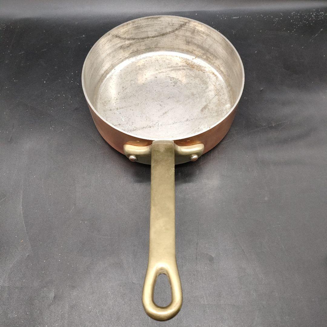 銅製 片手鍋 約24cm 真鍮ハンドル　スズメッキ