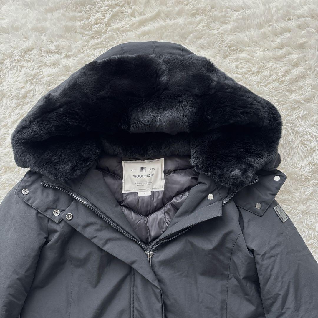 ウールリッチ ボウブリッジ 黒 リアルファー ダウン 3WAY ロングコート S