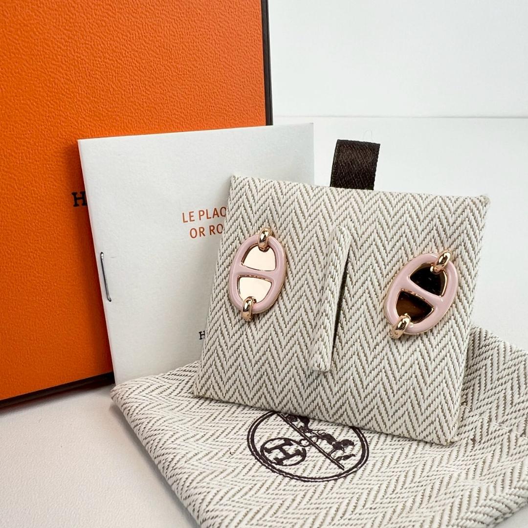 新品 HERMES エルメス ピアス ミニ マイヨン ローズ　ローズゴールド