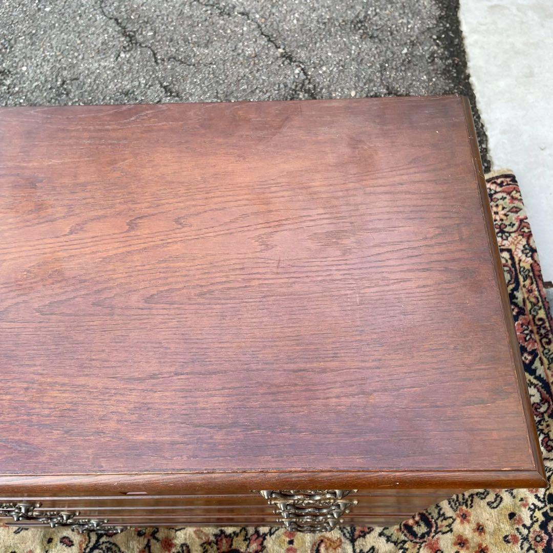 筑後民芸　ダークブラウン木製チェスト 6引き出し