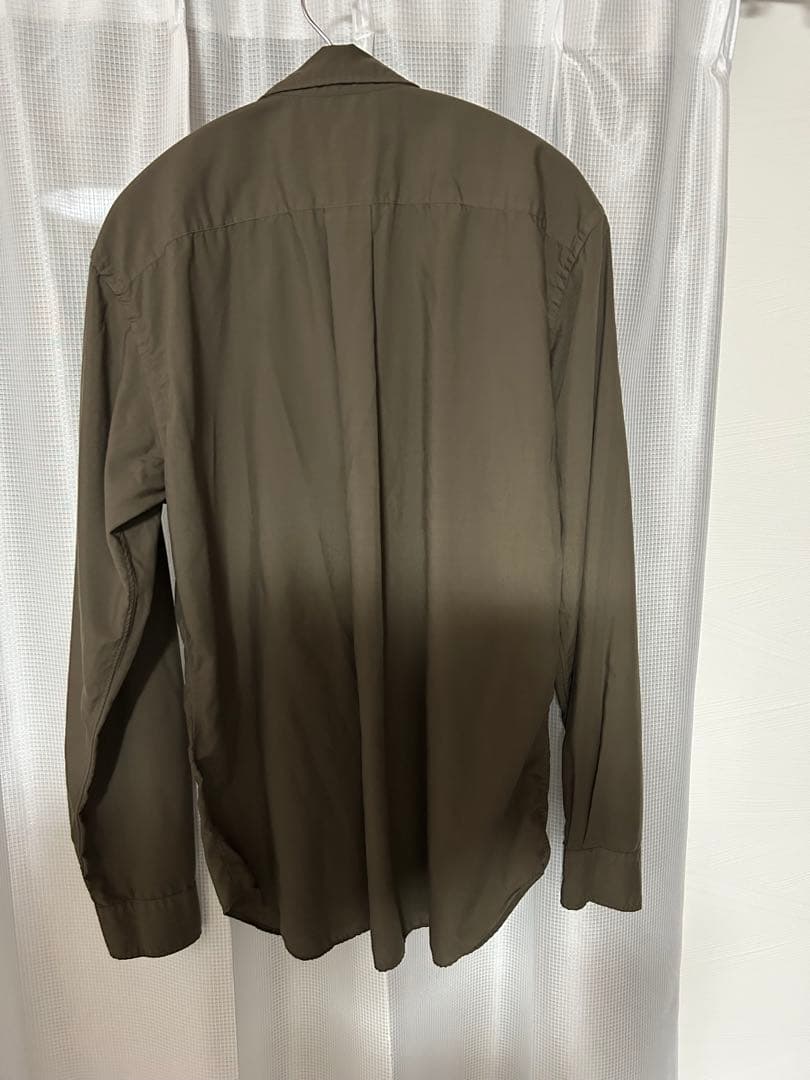 コムデギャルソン　オムドゥ　ポリエステル縮絨　長袖シャツ　ブラウン　製品加工
